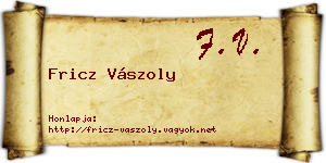 Fricz Vászoly névjegykártya